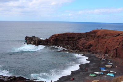 Scenic view of sea against cloudy sky