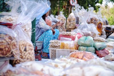 Food for sale at market stall