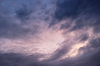 Low angle view of cloudy sky during sunset