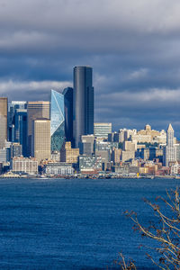 A view of a section of the seattle skyline.