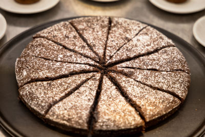 High angle view of cake on table