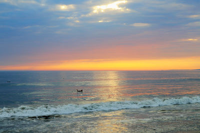 Scenic view of sea against sky at sunset