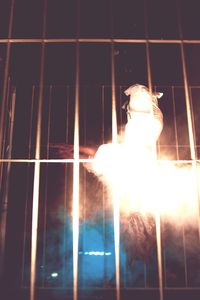 Side view of man against building at night