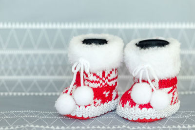 Close-up of baby booties