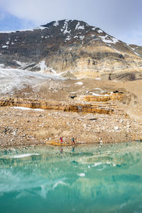 Reflections in glacial lake along iceline trail in yoho national park