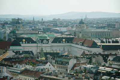 High angle view of buildings in city