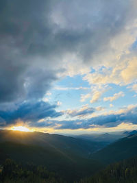 Scenic view of landscape against sky during sunset