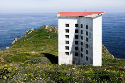 House by sea against sky