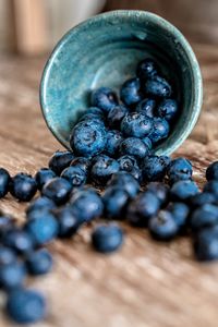 High angle view of berries on table