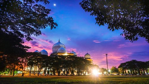 View of temple at sunset