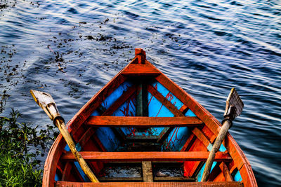 High angle view of a boat in lake