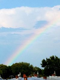 Low angle view of rainbow against sky