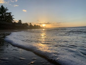 Scenic view of sea against sky during sunset