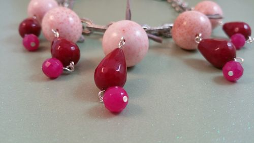 Close-up of pink decoration on table