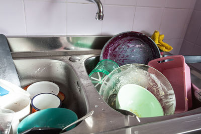 Close-up of faucet in water at home