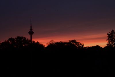 Silhouette of tower during sunset