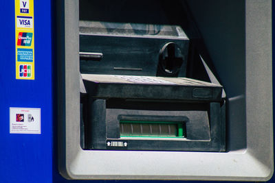 Close-up of telephone booth