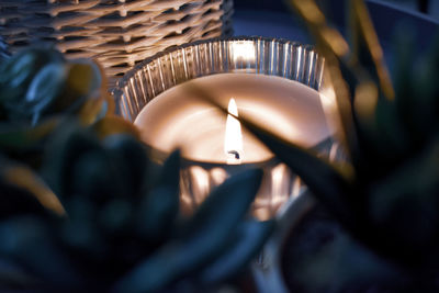 Close-up of illuminated lamp