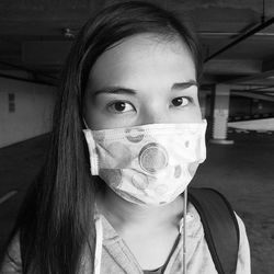Portrait of young lady covering a mask during the pandemic. stay safe everyone
