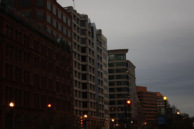 Low angle view of buildings at night