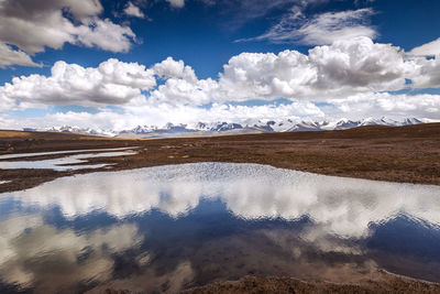 Scenic view of land against sky