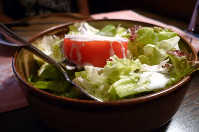 Close-up of meal served in bowl