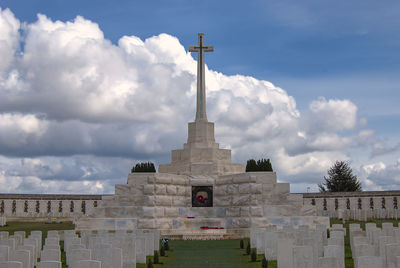 Tyne cot cemetery is located near ypres in belgium and is the largest british military cemetery