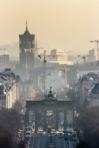 View of statue in city