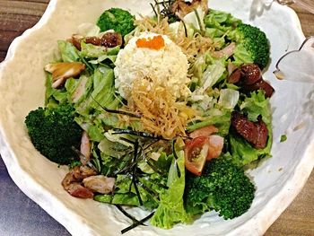 Close-up of food served in plate