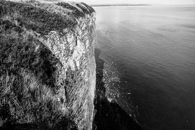 High angle view of rock formation in sea