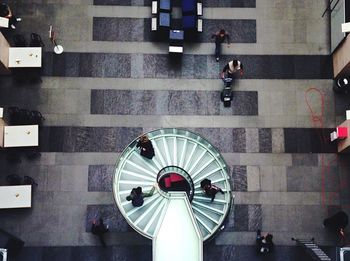 High angle view of staircase in modern building