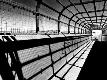 Close-up view of foot bridge over railway