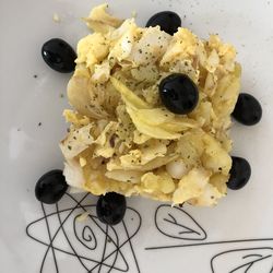 High angle view of breakfast on plate