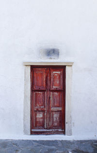 Closed door of building