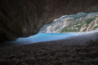 Scenic view of sea and mountains