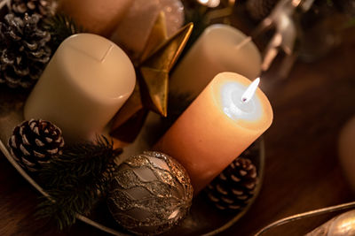 Close-up of lit candles