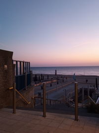 Beach recretional area, footsteps leading to the sea