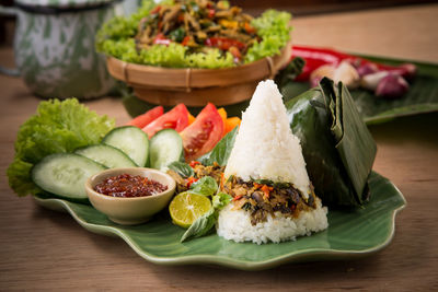 Close-up of food on table