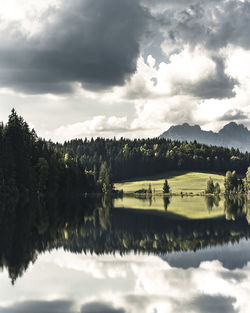 Scenic view of lake against sky
