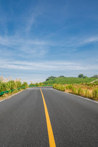 Surface level of road against sky