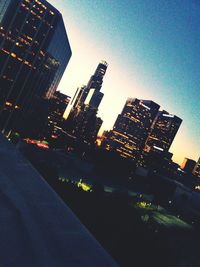 Low angle view of modern buildings against sky