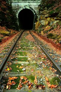 Railroad track at night