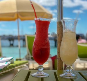 Close-up of beer in glass on table