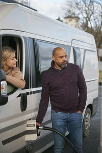 Couple at gas station