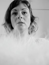 Woman by smoke