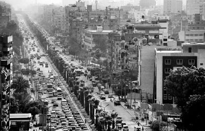 High angle view of traffic on city street