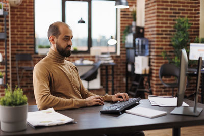 Businessman working at office