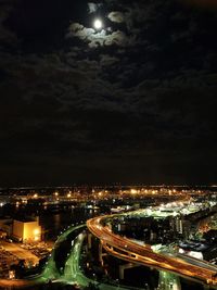 Illuminated cityscape at night