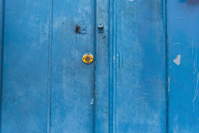 Close-up of closed blue door