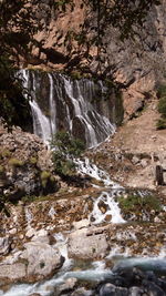 Scenic view of waterfall